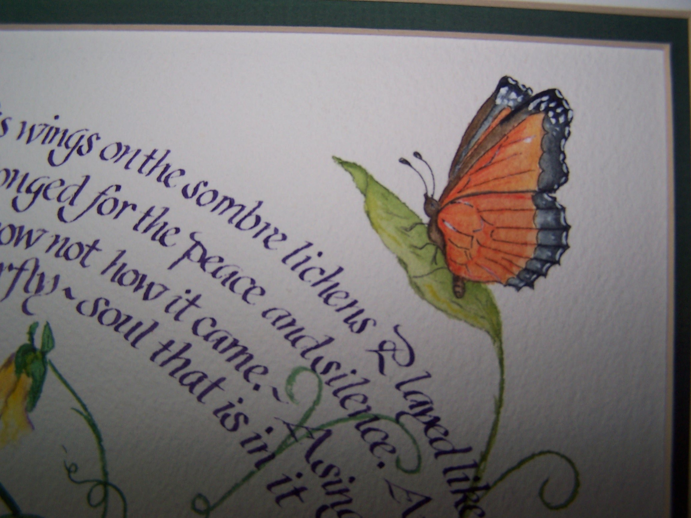 Writing in a circle with watercolor hand ground pigments form Cornelissen and sons